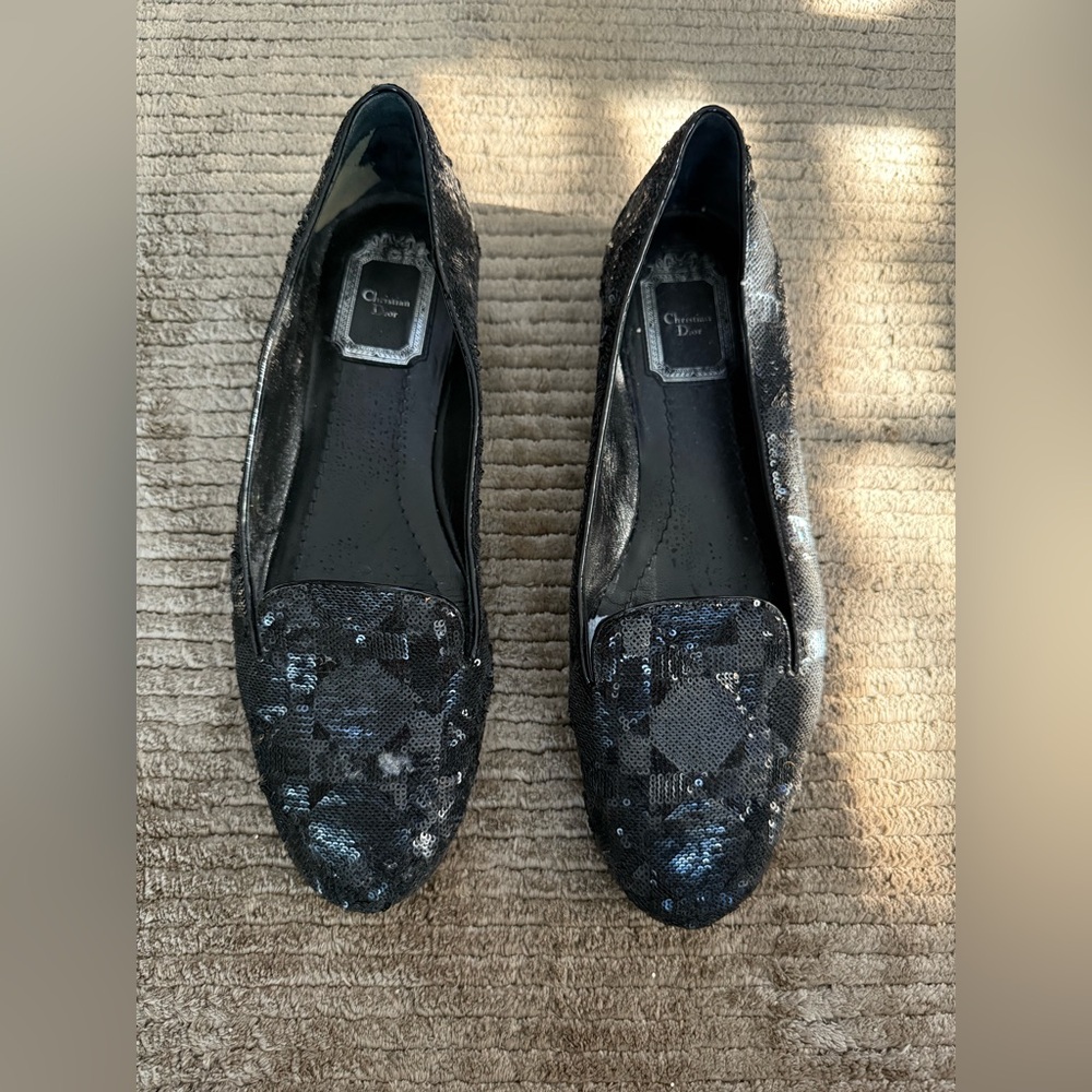 Christian Dior Black Sequin Women's Loafers